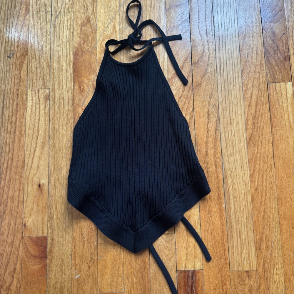 GANNI Ribbed Halter Top